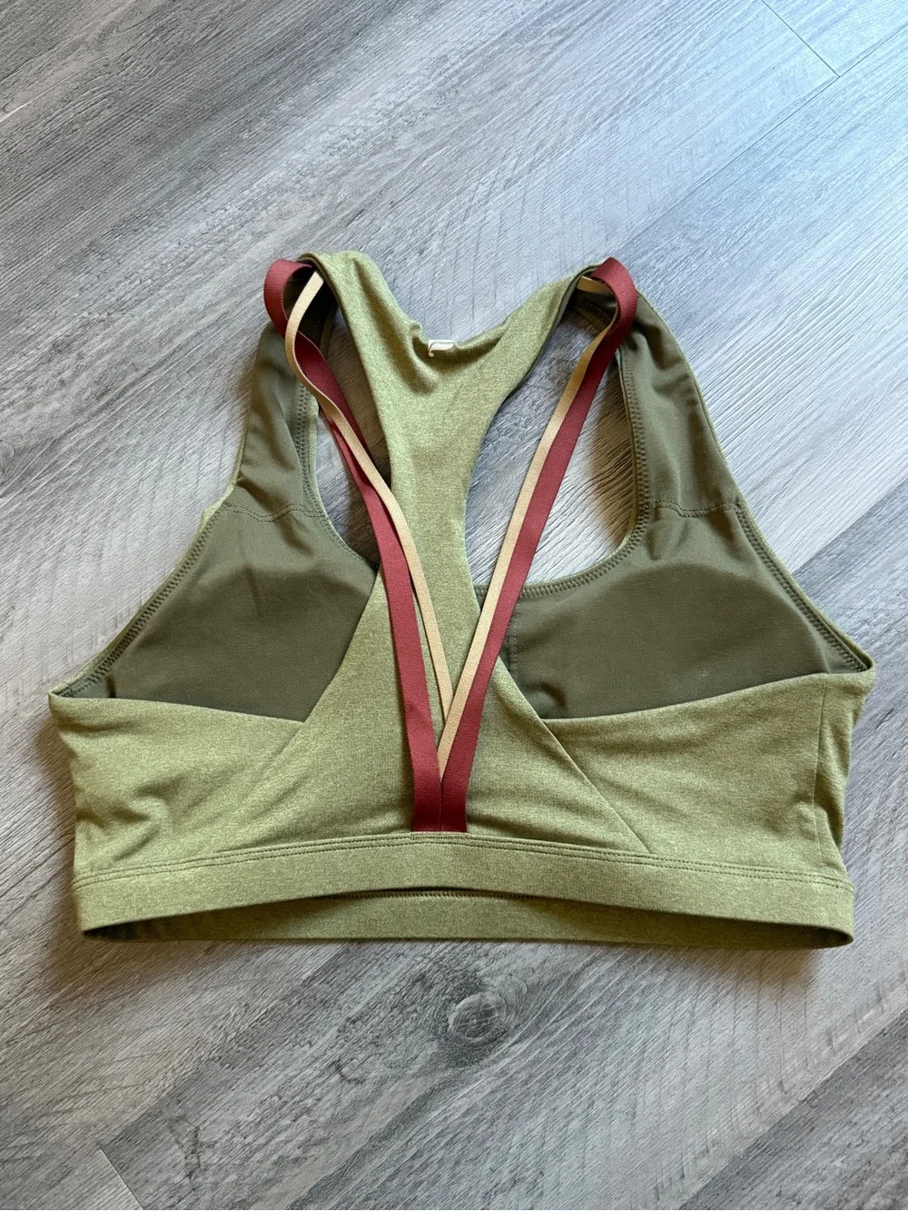 Fabletics Boost Medium Impact Sports Bra Strappy Olive Gym Workout